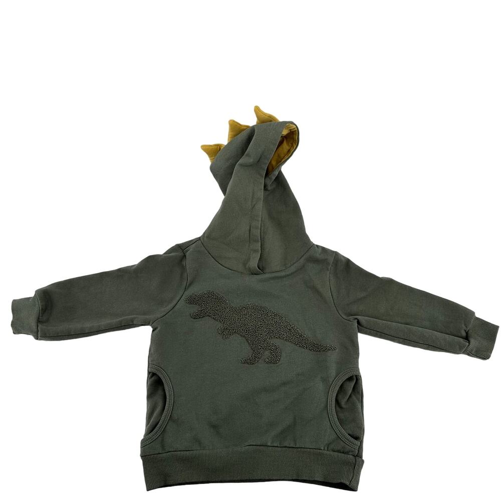Tommy Bahama Toddler Dinosaur Hoodie Pullover Pockets Green Yellow Boys 24M